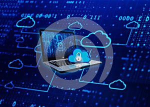 3d rendering Cloud computing concept, Cloud computing and network security technology concept