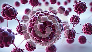 3D rendering of a cluster of cells with a central cell highlighted