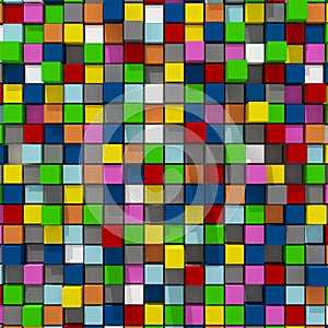 3d rendering of colorful cubic random level background. photo