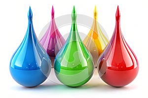 3D Color Glossy Paint Drop Blobs