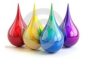 3D Color Glossy Paint Drop Blobs