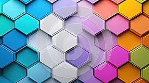 A 3D rendering of a colorful hexagonal pattern.