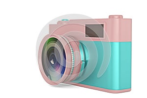 3d Rendering Colorful pastel camera isolated on white background 3D illustration