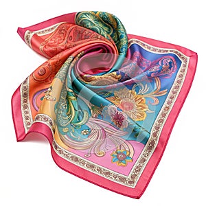 3D rendering of colorful silk cloth isolated on white background photo