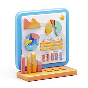 Colorful 3D Render of Data Charts and Graphs for Business Presentation