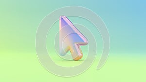 3d rendering colorful vibrant symbol of mouse pointer on colored background