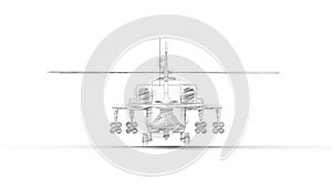 3d rendering of a combat helicopter isolated in white background