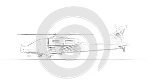 3d rendering of a combat helicopter isolated in white background