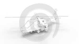 3d rendering of a combat helicopter isolated in white background