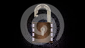 3D rendering of a combination lock. Cybersecurity of digital data, protection against hacker attacks and hacking of computer data