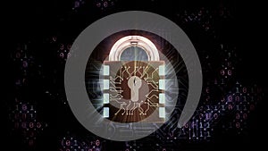 3D rendering of a combination lock. Cybersecurity of digital data, protection against hacker attacks and hacking of computer data