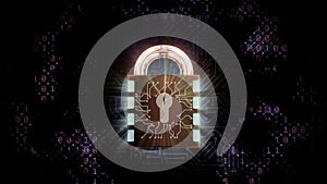 3D rendering of a combination lock. Cybersecurity of digital data, protection against hacker attacks and hacking of computer data