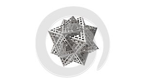 3D rendering of a complex shape triangle escher like model isolated