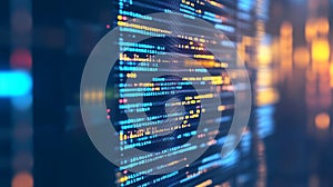 3D rendering of computer abstract screen background. Coding programming developing typing script source languages