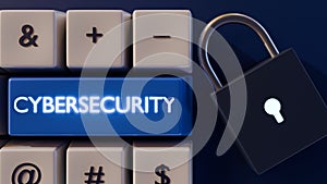 3d rendering of a computer keyboard with a padlock