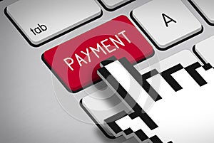 Computer Keyboard with Payment Button and Hand Cu