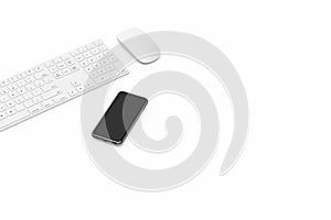 3D Rendering of Computer Set Monitor Keyboard