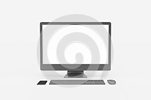 3D Rendering of Computer Set Monitor Keyboard