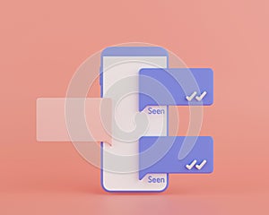 3d rendering concept mobile chat application on smartphone.
