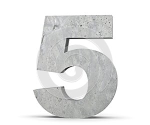 3D rendering concrete number 5 five. 3D render Illustration