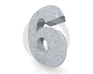 3D rendering concrete number 6 six. 3D render Illustration.