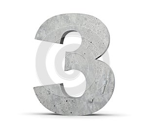 3D rendering concrete number 3 three. 3D render Illustration