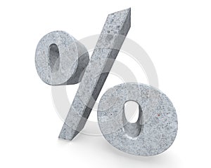 3D rendering concrete symbol - percent. 3D render Illustration.