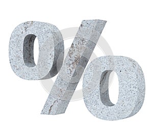 3D rendering concrete symbol - percent. 3D render Illustration.