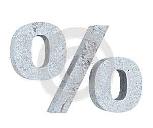 3D rendering concrete symbol - percent. 3D render Illustration.