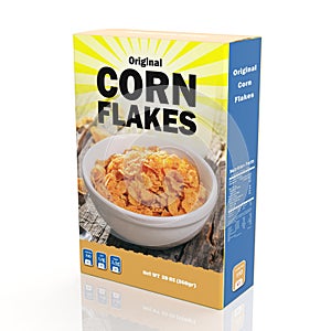3D rendering of Corn Flakes paper packaging