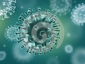 Coronavirus COVID-19, China virus, Bacteria, 3d rendering