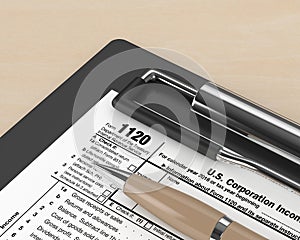 3d rendering of 1120 corporation income tax return form