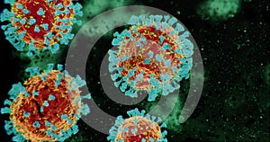 Microscopic COVID-19 Coronavirus Molecules Close Up - nCOV Influenza Virus Pathogen Under Macro Medical Lab Microscope