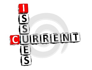 3D Rendering Crossword Current Issues Over White Background.
