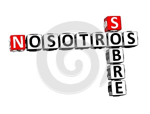 3D Rendering Crossword Sobre Nosotros Word Over White Background photo