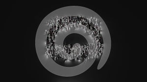 3d rendering of crowd of people with flashlight in shape of icon of iCloud drive app on dark background photo