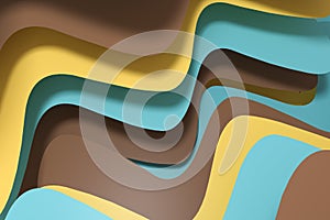 3d rendering curve paper background, colorful background