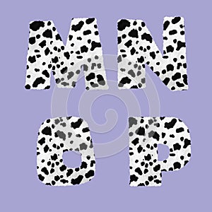 Dalmatian skin alphabet - letters M-P photo