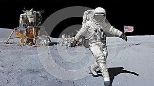 3D rendering. Dancing of Astronaut on the moon.. CG Animation. Elements of this image furnished by NASA