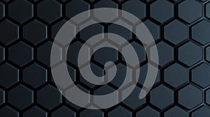 A 3D rendering of a dark blue hexagonal pattern.