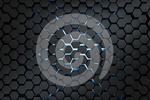 3d rendering, dark hexagonal background, sci-fi background