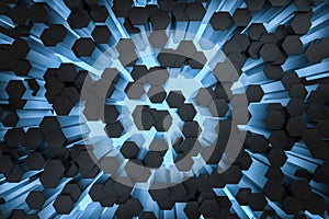 3d rendering, dark hexagonal background, sci-fi background