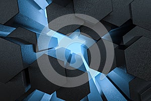 3d rendering, dark hexagonal background, sci-fi background