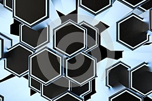 3d rendering, dark hexagonal background, sci-fi background