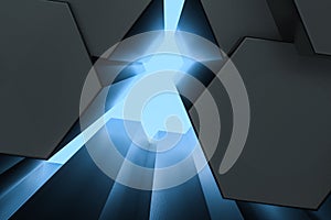 3d rendering, dark hexagonal background, sci-fi background
