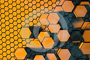 3d rendering, dark hexagonal background, sci-fi background