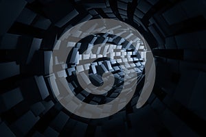 3d rendering, dark science-fiction tunnel, dark background