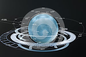 3d rendering, data and earth graphics with HUD elements