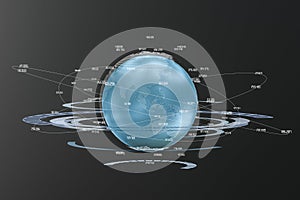 3d rendering, data and earth graphics with HUD elements