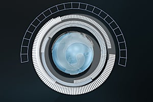 3d rendering, data and earth graphics with HUD elements